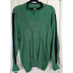 Style & Co Women’s 1/4 Zip Ribbed Knit 100% COTTON Sweater Green/Black Size 3X